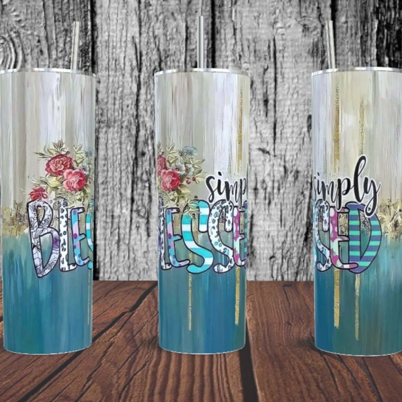 Simply Blessed 20 oz Skinny Tumbler - Picture 1 of 4